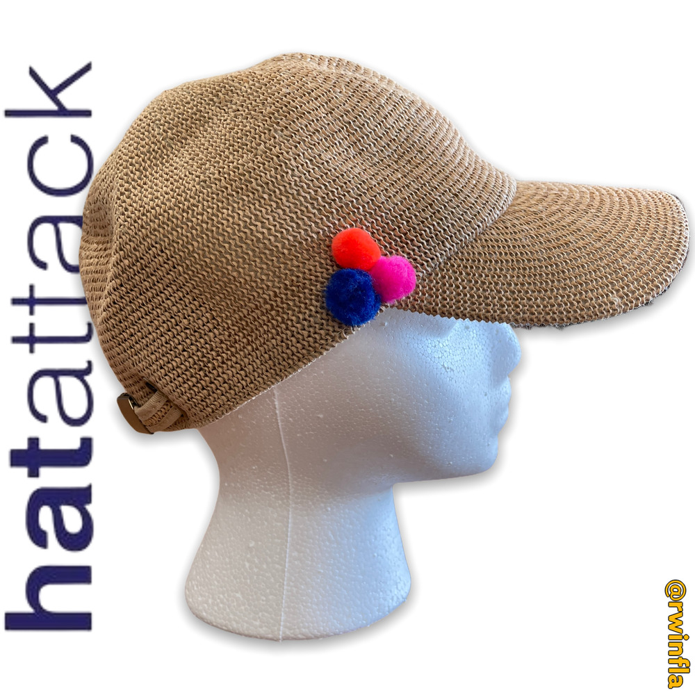 Hat Attack Pom Poms Baseball Cap Woven NWT